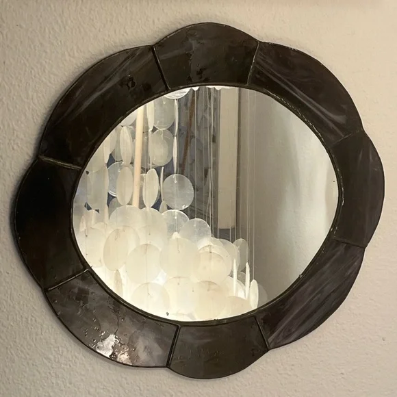 Vintage Purple Stained Glass Wall Mirror - Picture 2 of 7